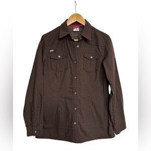 Women’s Mckinley Long Sleeve Button Down Shirt Dark Brown and Plaid - Size Small